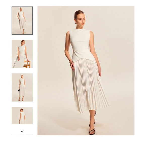 Sleeveless elegant pleated midi dress new with tag office wear - Picture 2 of 6